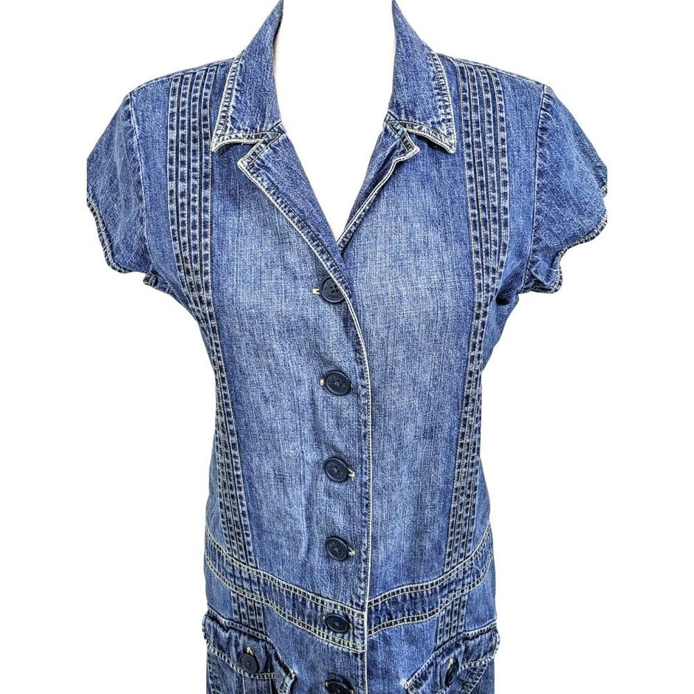 Old Navy Blue Denim Mini Dress with Front Buttons - Picture 3 of 9